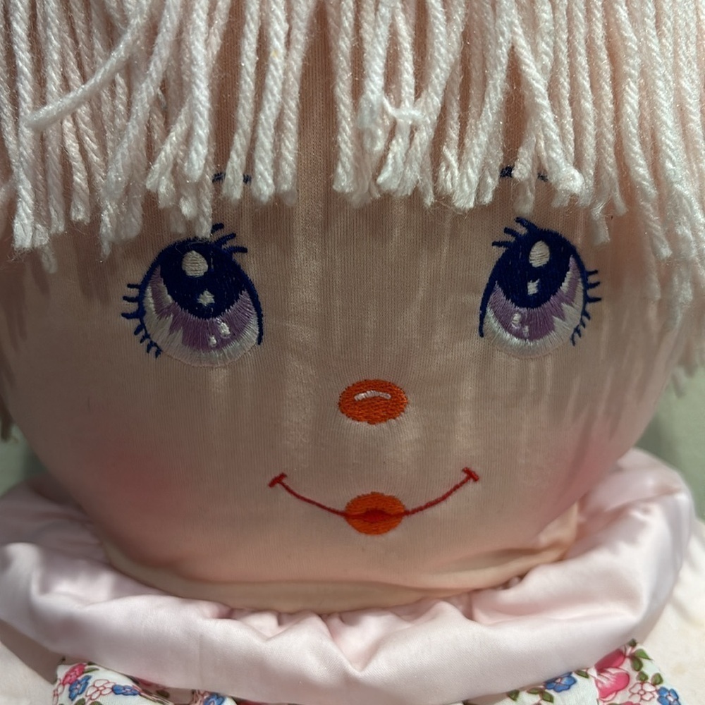 Vintage 1987 Dolly Mine Floral Rag Doll with Pink Outfit - Picture 2 of 6
